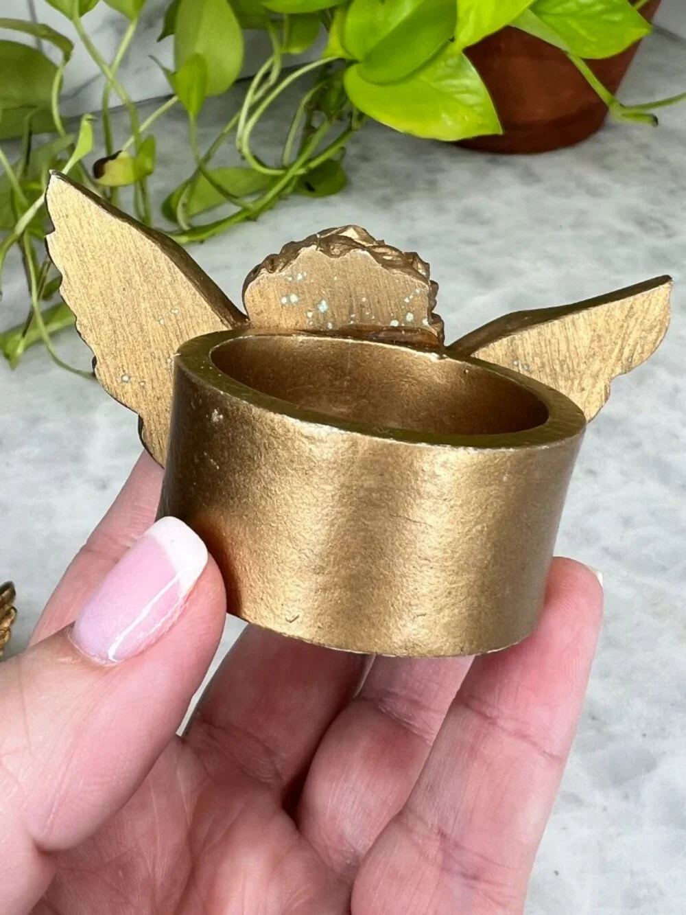 Vintage Cherub Napkin Rings Set of 6 Gold Tone Angel Table Decor Romantic Dining